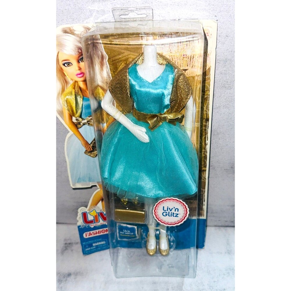 Liv Doll Fashions Blue Party Dress & Shoes NIP Liv N' Glitz 2009